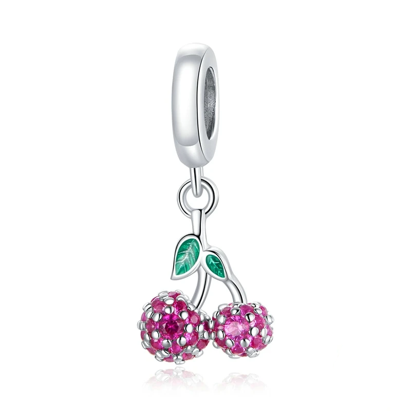 925 Sterling Silver Fresh Cherry Charm Beads