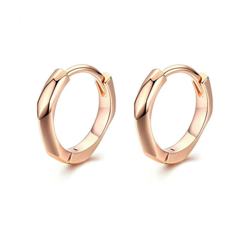 Geometric Simple Rose Gold Color Tiny Hoop Earrings