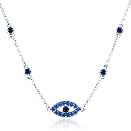 925 Sterling Silver Guardian Lucky Eye Blue Necklace