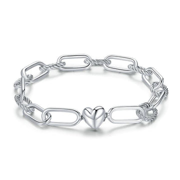 Pulsera de plata de ley 925 con forma de corazón