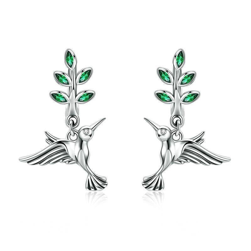 925 Sterling Silver Hummingbirds Stud Earrings