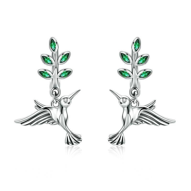 Pendientes de colibríes en plata de ley 925
