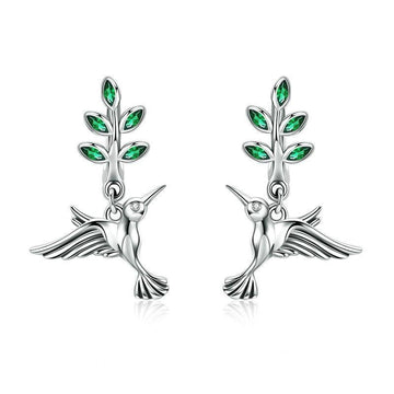 925 Sterling Silver Hummingbirds Stud Earrings