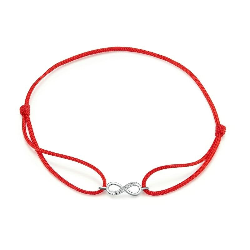 925 Sterling Silver Red Rope Friendship Bracelet