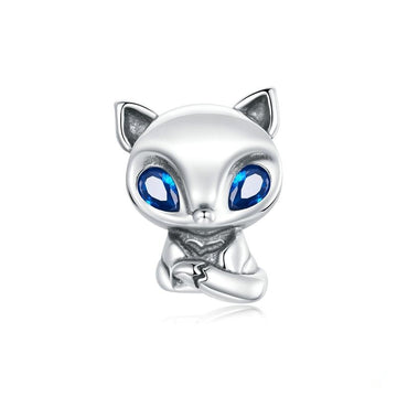 925 Sterling Silver Lively Little Fox Zircon Charm Beads