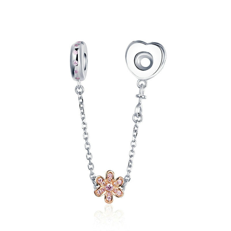 925 Sterling Silver Love Heart Flower Charm Beads