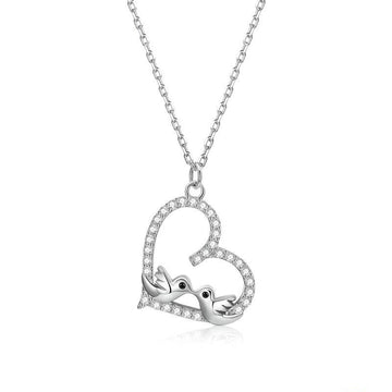 Collar con colgante de pájaro enamorado en plata de ley 925