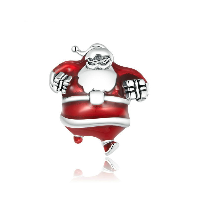 925 Sterling Silver Merry Christmas Santa Claus Charm Beads