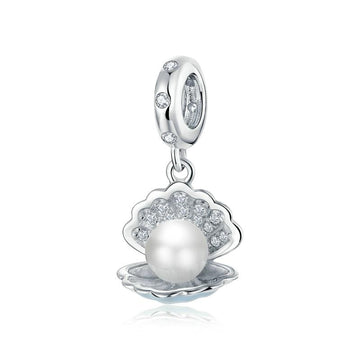 Dijes de perla en concha de plata de ley 925