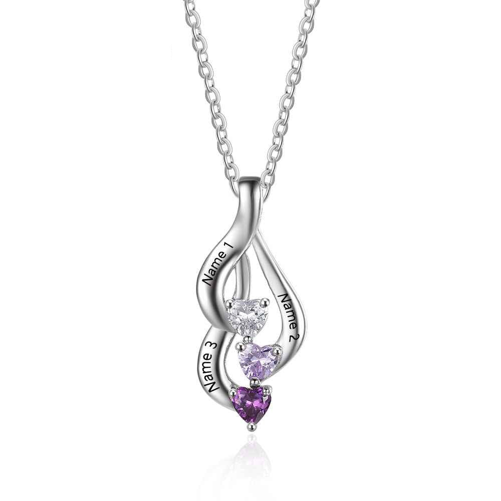 925 Sterling Silver Personalized 3-4 Birthstone Necklace