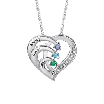925 Sterling Silver Personalized Family Name Heart Necklace