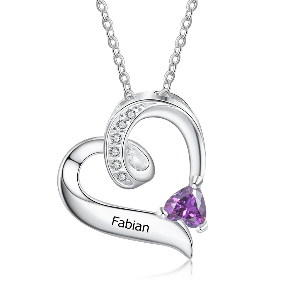 925 Sterling Silver Birthstone Custom Engrave Name Necklace