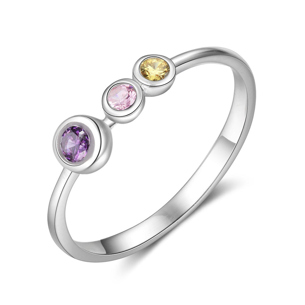 Anillo de piedra de nacimiento personalizado en plata de ley 925
