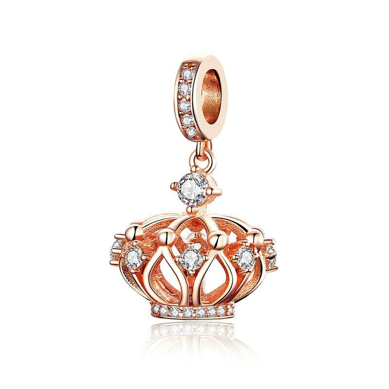 925 Sterling Silver Princess Crown Charm Beads