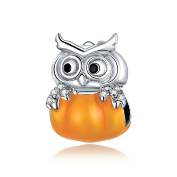 925 Sterling Silver Pumpkin and Owl Charm Beads