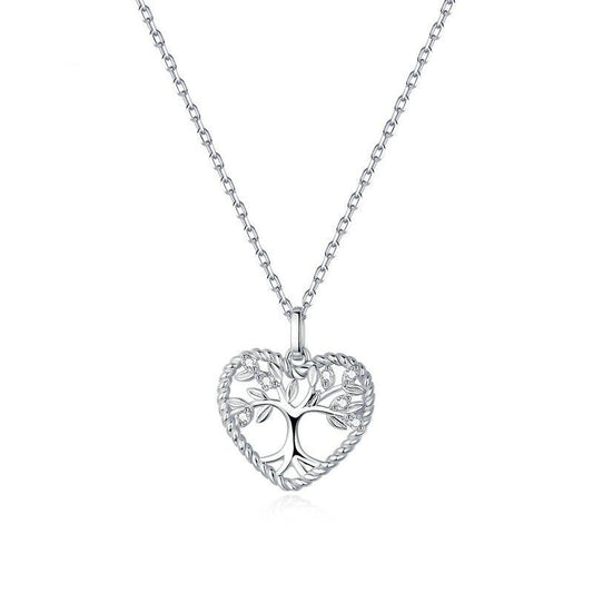 925 Sterling Silver Radiant Tree of Life Heart Necklace
