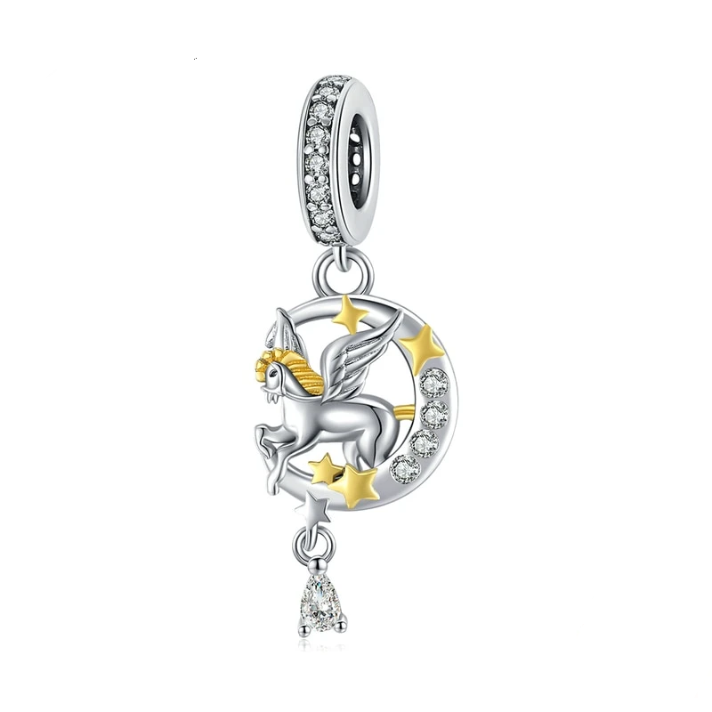 925 Sterling Silver Flying Pony Charm Beads