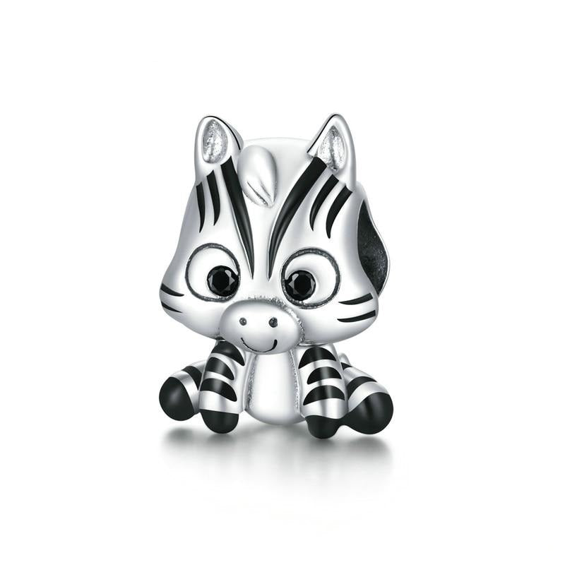 925 Sterling Silver Cartoon Zebra Charm Beads