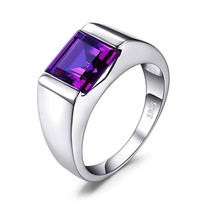 925 Sterling Silver Purple Amethyst Stone Ring