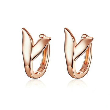 925 Sterling Silver Rose Gold Color Dolphin Tail Hoops Earrings