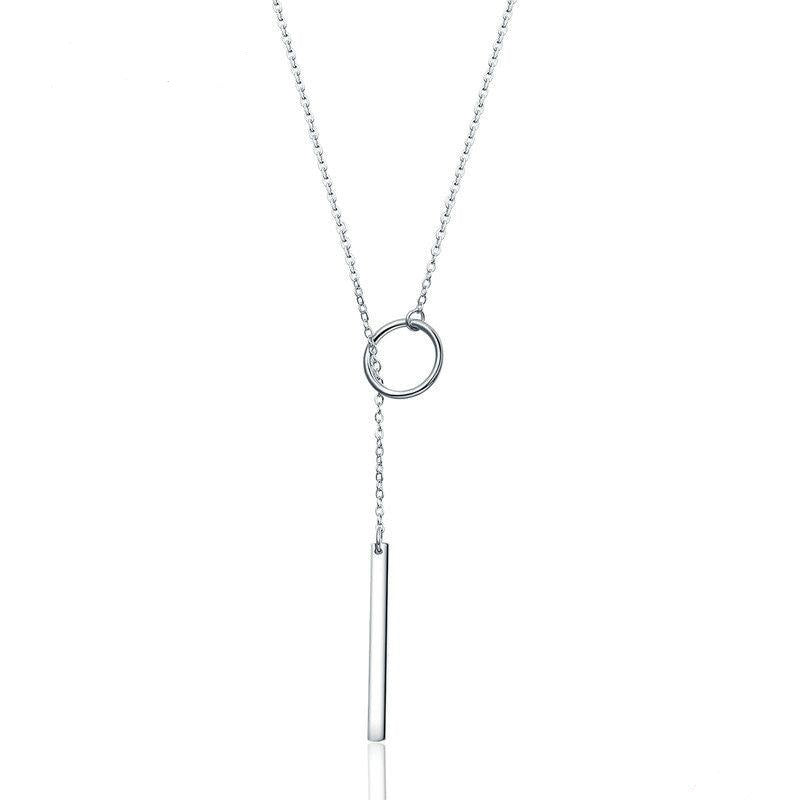 925 Sterling Silver Round Circle Line Necklace