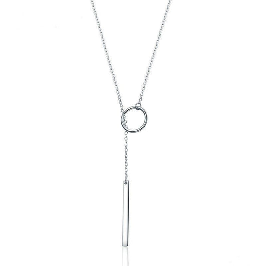925 Sterling Silver Round Circle Line Necklace