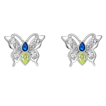 925 Sterling Silver Shining Butterfly Stud Earrings