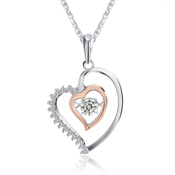 925 Sterling Silver Shiny Flickering Heart Necklace
