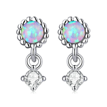 Orecchini a bottone semplici in argento sterling 925 con opale
