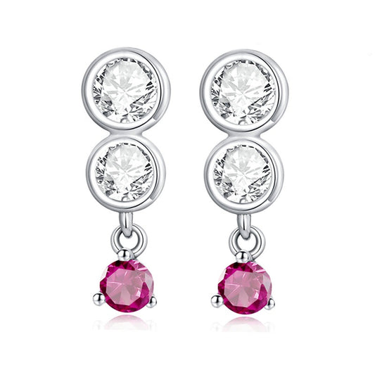 925 Sterling Silver Simple Round Zirconium Sparkling Drop Earrings