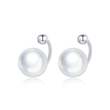 925 Sterling Silver Simple Shell Pearl Stud Earrings