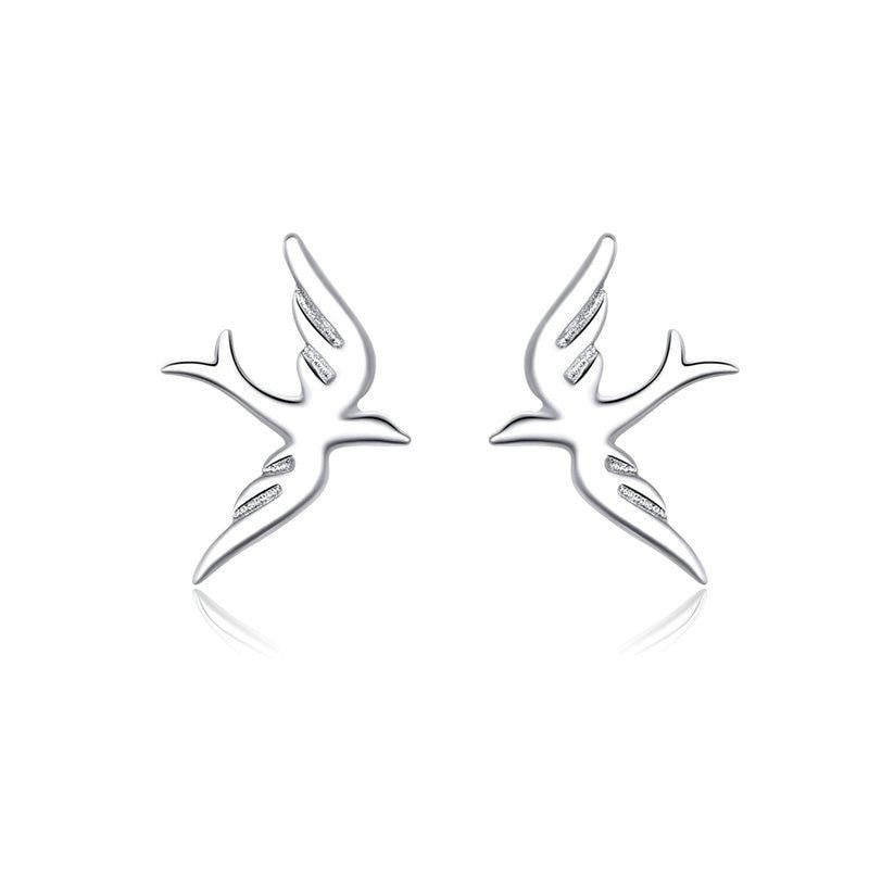 925 Sterling Silver Spring Swallow Stud Earrings