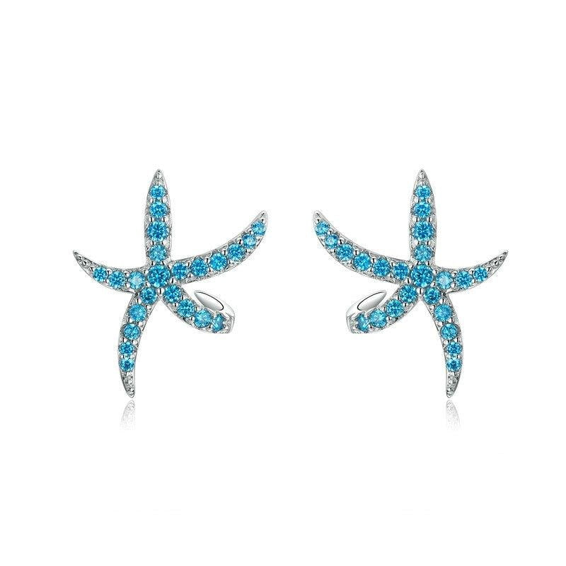 Pendientes de estrella de mar en plata de ley 925