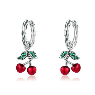 Orecchini a bottone in argento sterling 925 con ciliegia dolce