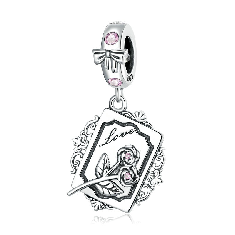 925 Sterling Silver Vintage Bows Rose Charm Beads