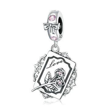 925 Sterling Silver Vintage Bows Rose Charm Beads