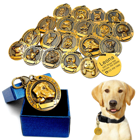 Personalized Dog ID Tag Customized Dogs Tags Nameplate Pet Pendant Necklace