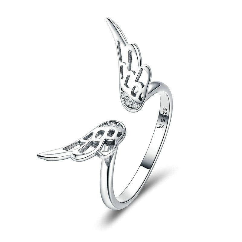 Authentic 925 Sterling Silver Classic Feathers Wings Ring