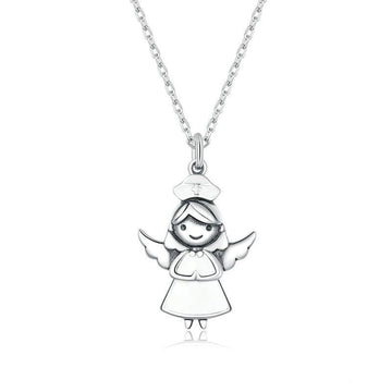 Authentic 925 Sterling Silver Guardian Angel Chain Necklace