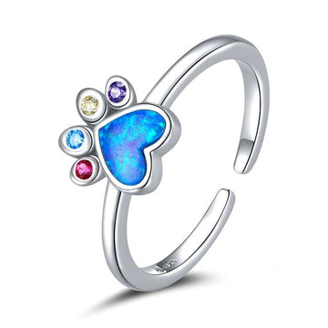 Anillo de plata de ley 925 con corona de ensueño colorida y piedra azul