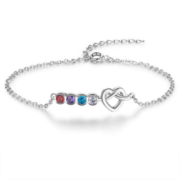 Customized Heart Knot Adjustable Chain Bracelet