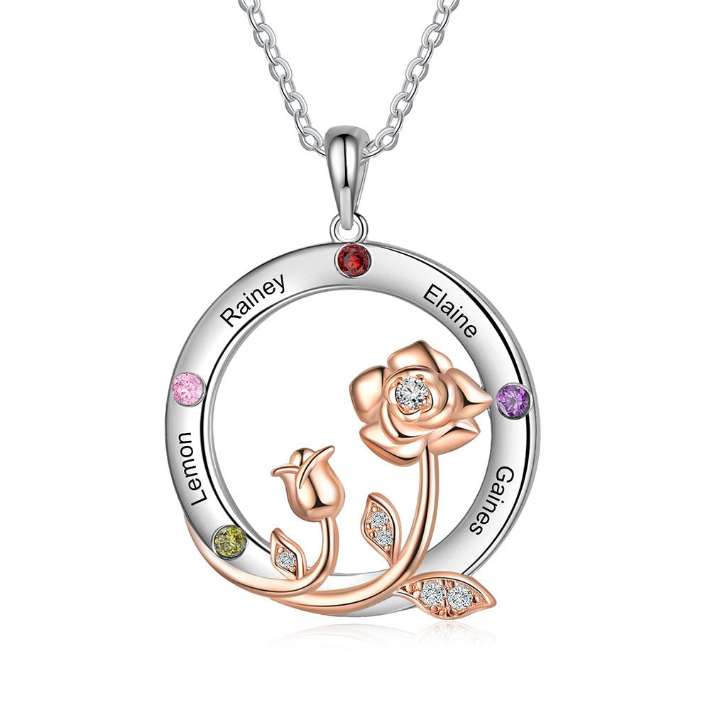 Collar romántico con círculo de rosas personalizado