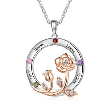 Collar romántico con círculo de rosas personalizado