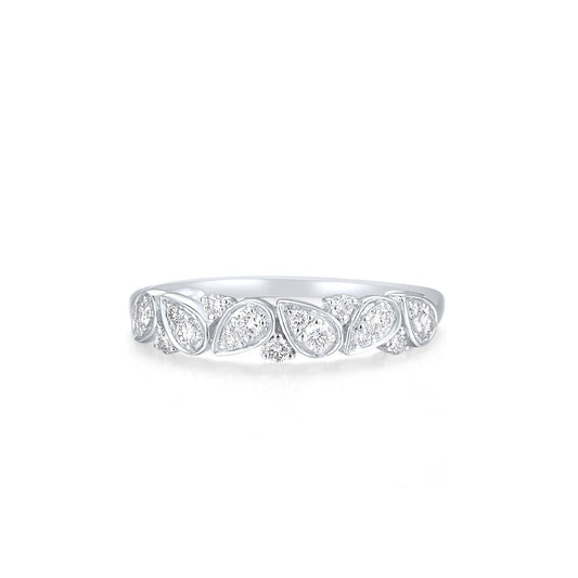 Genuine 14K 585 White Gold Ring For Women Sparkling Diamond Band Ring Simple Style Daily Wear Gift