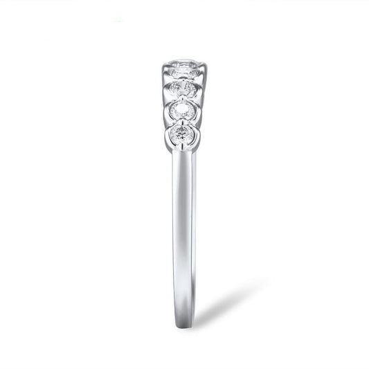 Genuine 14K 585 White Gold Ring Sparkling Diamond Engagement Rings