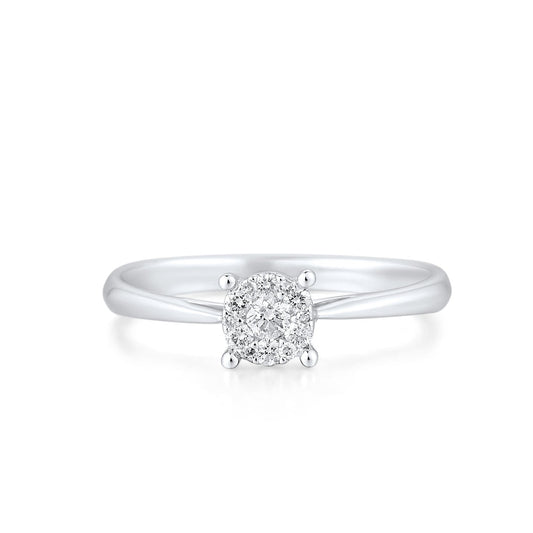 Genuine 14K 585 White Gold Rings For Women Sparkling Diamond Promise Engagement Rings Anniversary Gift