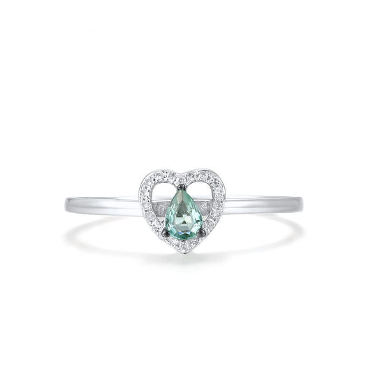Genuine 14K 585 White Gold Rings Sparkling Emerald Diamond Stackable Rings