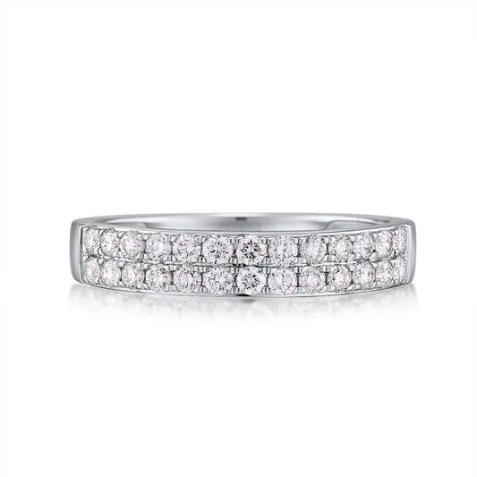 Genuine 14K 585 White Gold Sparkling Diamond Delicate Ring For Women Anniversary Engagement Fashion Gift