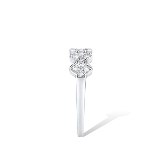 Genuine 14K 585 White Gold Sparkling Diamond Promise Engagement Rings Anniversary Gift