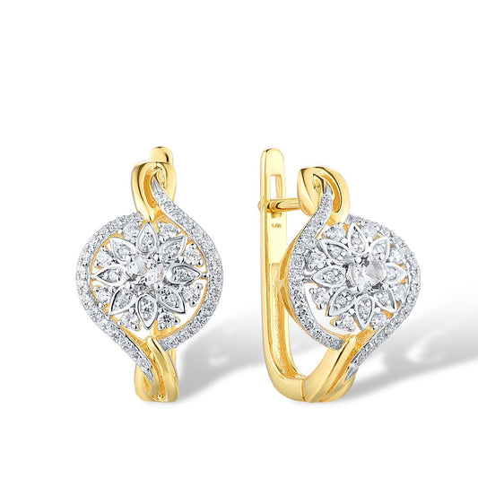 Genuine 14K 585 Yellow Gold Clip Earrings